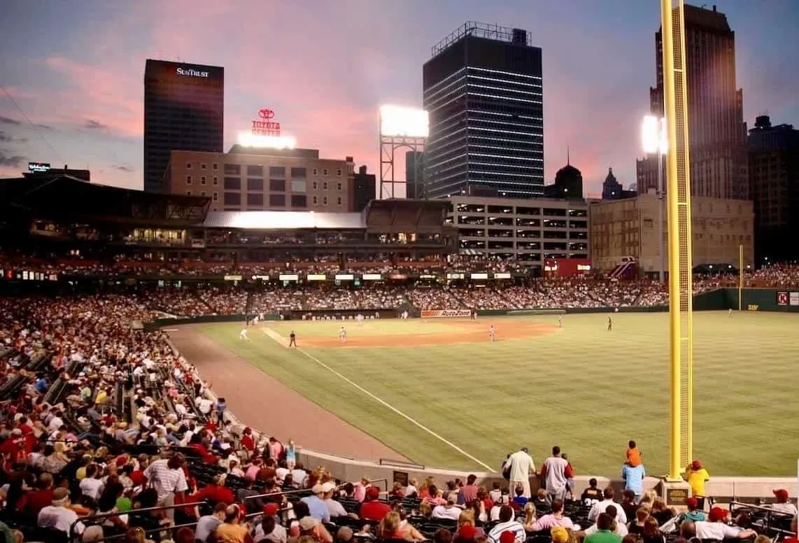 AutoZone Park, the renovated playing field and scoreboard from the stands